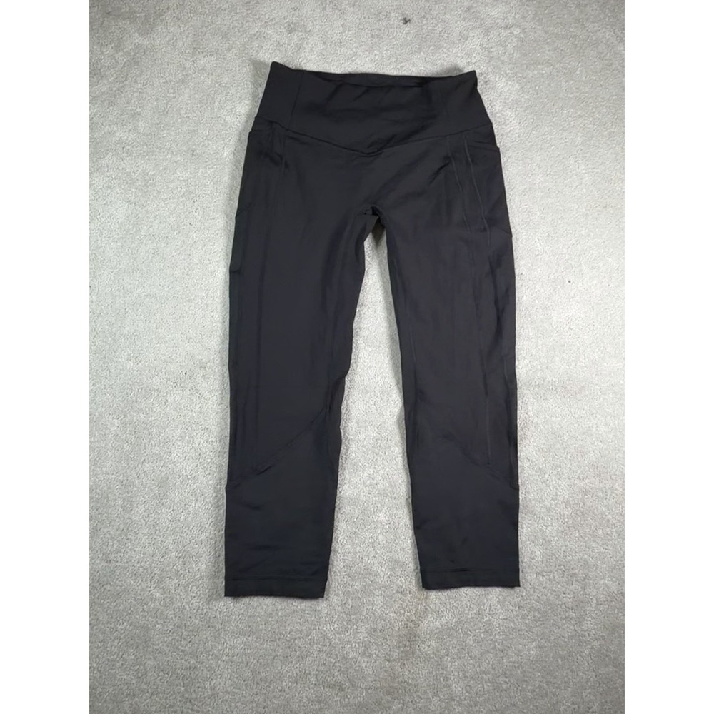 lululemon cropped black leggings size 12 no front seam
